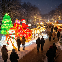 Grandes décorations lumineuses de Noël en forme de traîneau et de rennes, lanternes de carrosse du Père Noël pour les expositions extérieures de fêtes de fin d'année