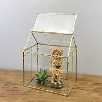 Maison jardin bureau décoration Air Planter Pot en verre Succulent maison en forme or noir verre géométrique plante Terrarium
