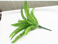 Moderne Nouveau Style 7 Branches Pas Cher Vraie Touche Vert Plantes En Plastique Artificielles En Soie Feuille Clôture Persan Feuilles