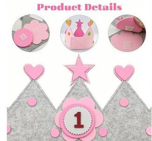 Tiara Personalizada para Niños, Accesorio para Fotos, Gorros de Fieltro para Cumpleaños de Bebés, Ajustables, con Números del 0 al 9, Decoraciones para Fiestas Infantiles - Product Image 4