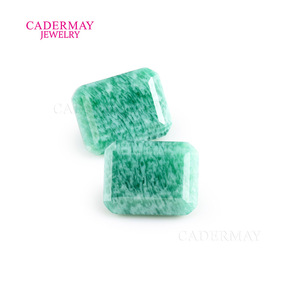 Cadermay Synthetic Emerald Loose Stone Rectangle Green Lab Created For Jewelry Making - Product Image 3