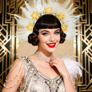 Coiffe en plumes d'autruche artisanale OEM pour fête de carnaval, style ethnique - Product Image 2