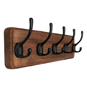 <span class=keywords><strong>Porte</strong></span>-<span class=keywords><strong>manteau</strong></span> mural en bois massif de pin rustique - 5 crochets pour accrocher les vêtements - Product Image 1