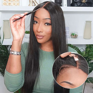 Peluca frontal de encaje suizo transparente 13x4 de cabello humano, peluca de cabello humano virgen vietnamita sin pegamento con encaje HD al por mayor - Product Image 3