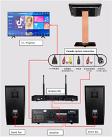 Ensemble de karaoké intelligent de bonne qualité, amplificateur blanc avec microphone sans fil, connectivité TV et home cinéma