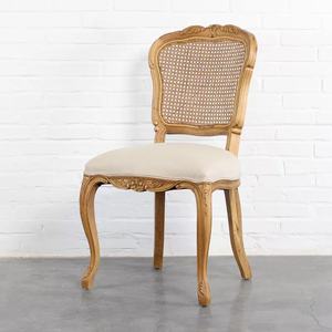 Sillas de Comedor <span class=keywords><strong>Luis</strong></span> de Madera Maciza con Respaldo de Ratán Francés para Eventos de Hotel, Banquetes, Muebles de Interior - Product Image 1