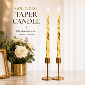 Luxury Gold Dust Taper <b>Candles</b> Pack of 6 Decorative Wax <b>Candles</b> for Home Decor Wedding Party Table Centerpiece Gift - Product Image 1