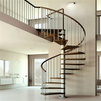 Escalier en colimaçon Prima avec marche en bois Escalier en arc Intérieur Extérieur Marches d'escalier en acier Escalier en colimaçon en métal