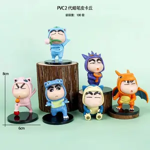 Anime Pikachu Cos Crayon Shin-chan Decoration Figurine PVC Model Cartoon Action Figure Caking Decoration Toys