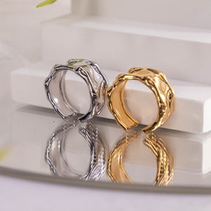 Irregular Texture Open <b>Ring</b> 18K <b>Gold</b> Plated <b>Vintage</b> Statement <b>Ring</b> Unisex Trendy Minimalist Fashion Jewelry Party Daily - Product Image 1