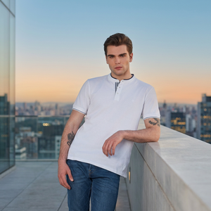 Vêtements d'été de haute qualité pour hommes, t-shirt en coton à manches courtes, col rond blanc, uni, écologique, respirant, coupe classique - Product Image 3