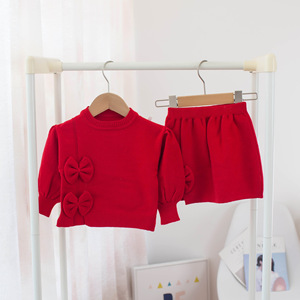 Sunny Baby Thick Warm Winter Outfits Toddler Girl Cardigan and Skirt Baby Kids Clothing Sets - Product Image 4