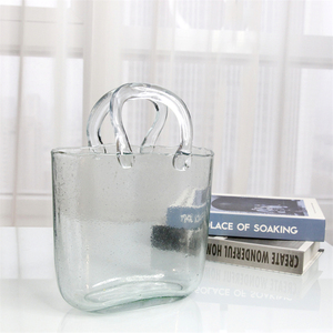 New Arrival <strong>Glass</strong> <strong>Bag</strong> <strong>Vase</strong> Clear Hand Blown <strong>Glass</strong> <strong>Vases</strong> Handbag Shape Flower <strong>Vase</strong> for Wedding Home Table Decor - Product Image 1