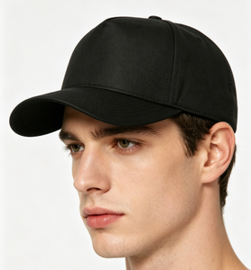 Casquette de baseball en cuir PU noir, unie, réglable, à visière incurvée, 6 panneaux, pour hommes et femmes - Product Image 2