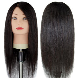 Cabeza de Maniquí <span class=keywords><strong>para</strong></span> Entrenamiento Profesional con Cabello Humano Real - Cabello Liso y Grueso <span class=keywords><strong>para</strong></span> Prácticas de Estilismo y Cosmetología - Product Image 1