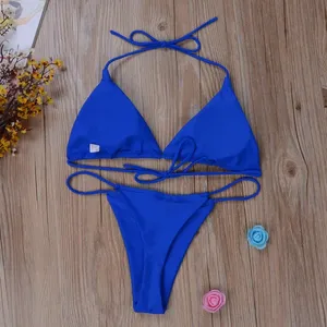 Bikini de Gasa Rosa con Detalles de Encaje, Top de Bikini con Relleno y Push-Up para <span class=keywords><strong>Mujer</strong></span> con Busto <span class=keywords><strong>Grande</strong></span>, Sin Varillas - Product Image 2