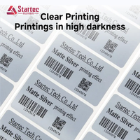 Label Stiker PET Perak Matte Pabrik Asli, Perekat Sendiri, Tahan Suhu Tinggi, Tahan Air untuk Printer Barcode Zebra TSC