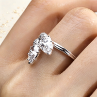 Bague de Mariage Exquise LImo Luxury en Or 18K avec Diamant de Laboratoire Poire 1CT D VVS2 Certifié IGI, Empilable et Personnalisable pour Femme