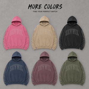<span class=keywords><strong>Felpa</strong></span> con Cappuccio <span class=keywords><strong>Rosa</strong></span> di Lusso per <span class=keywords><strong>Uomo</strong></span>, Streetwear Personalizzato con Ricamo e Gemme Multicolore sulle Maniche - Product Image 4