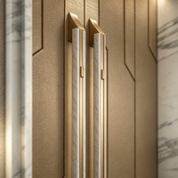 Luxuriöser Marmor-Edelstahl-Türgriff für Hotels, Glas- und Massivholztüren, Doppel-Eingangstür, Maßgefertigtes Langes Griffsatz-Set