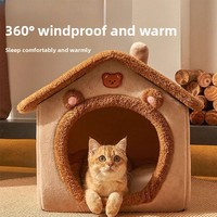 Lit pour chien et chat de luxe, universel quatre saisons, en velours, fermé, style villa, amovible et lavable