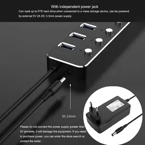 Xput in lega di alluminio USB 3.0 Hub Splitter 10 7 porte USB Hub 7/10 porta con funzione di ricarica rapida custodia in metallo