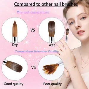 Pinceau à ongles en acrylique 100% Kolinsky de bonne qualité, pinceau en vison pour nail art, manche en bois, pinceau pour gel, outils de manucure, taille 8-16 - Product Image 5