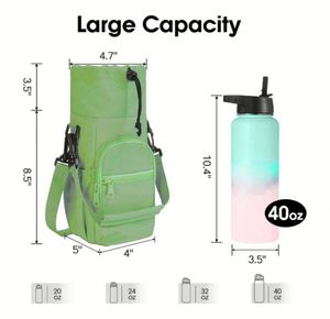 Porta Botella de Agua Aislado de Poliéster, con Correa de Hombro Ajustable, Bolsillo con Cierre, Capacidad de 40/32 oz, para Senderismo, Camping y Caminatas - Product Image 2