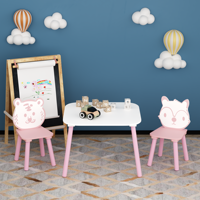 Ensemble table et chaise ergonomique moderne pour enfants, 3 pièces, MDF, bureau pour tout-petits, dossier en forme d'animal, table d'activités, dessin, apprentissage, salle de jeux, crèche