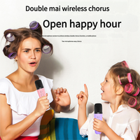Sistema de altavoces para cantar portátil con luz ambiental, regalos de cumpleaños de Navidad, máquina de Karaoke para niños con 2 micrófonos inalámbricos