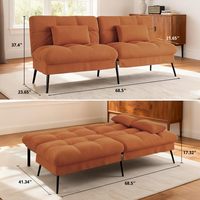 Sofá Cama Convertible de Tela con Respaldo Ajustable, Sofá de Dos Plazas Reclinable, Muebles de Sala de Estar, Juego de Futón