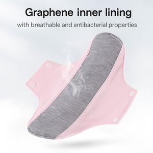 Serviettes hygiéniques lavables multi-tailles avec ailettes, respirantes, antibactériennes, en tissu, super absorbantes, anti-fuites, pour la nuit - Product Image 3