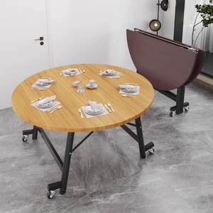 Table ronde en bois de qualité supérieure, table à manger, <span class=keywords><strong>location</strong></span> pour <span class=keywords><strong>mariage</strong></span>, table pliante pour événements avec roulettes pour faciliter le déplacement - Product Image 2