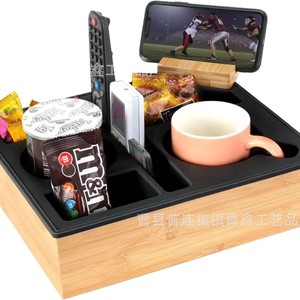 Caja de almacenamiento con reposabrazos de madera, portavasos y bandeja para refrigerios, para sofá, asiento de coche, escritorio. - Product Image 5