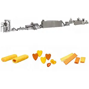 Cheese Ball Extruded Puffed Corn Rice Cereal Snacks Food Extruder Making Machines