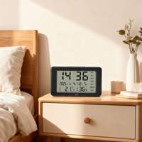 Réveil numérique électronique de table avec écran LCD rétroéclairé, affichage du calendrier, de la température, de l'humidité et du jour de la semaine, horloge murale, accepte le logo personnalisé