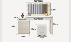 Table de toilette élégante et moderne en crème <span class=keywords><strong>avec</strong></span> grand miroir carré à LED, table de maquillage populaire <span class=keywords><strong>avec</strong></span> chaise, <span class=keywords><strong>coiffeuse</strong></span> <span class=keywords><strong>avec</strong></span> rangement, ensemble de table de toilette - Product Image 6