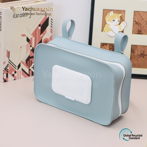 Bolsa de almacenamiento de toallitas húmedas de cuero sintético con tapa abatible, estuche de viaje portátil para limpieza e higiene personal, uso en todas las estaciones - Product Image 3