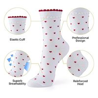 Chaussettes pour femmes, motif rayé en forme de cœur, chaussettes décontractées mignonnes en coton tricoté, usage quotidien, logo sur le corps, pour l'automne, vente en gros