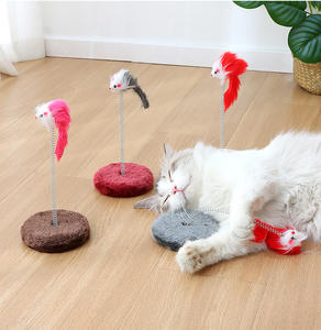 Mainan Kucing Plush Awet & Tiang Garukan dengan Pegas untuk Mengasah Cakar, Perakitan Mudah, Dilengkapi Pohon Kucing & Penggaruk untuk Bermain - Product Image 3