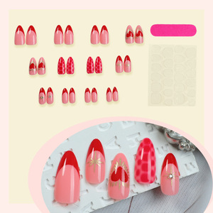 Ongles à presser en gros, <span class=keywords><strong>automne</strong></span>, rouge français, amande, <span class=keywords><strong>faux</strong></span> ongles moyens, <span class=keywords><strong>faux</strong></span> ongles personnalisés, ensemble d'ongles à presser - Product Image 4