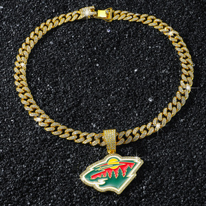 สร้อยคอจี้รูปสัตว์พร้อมโลโก้ทีมฮอกกี้น้ำแข็งแบบฮิปฮอปสุดฮิต ดีไซน์เฉพาะตัวสำหรับผู้ชาย สร้อยคอแฟชั่นขายส่ง - Product Image 4
