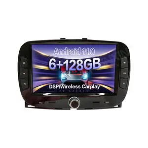 Lecteur multimédia Android 11.0, Navigation GPS, Radio, lecteur DVD de voiture 6 + 128G pour Fiat 500L 2015-2018
