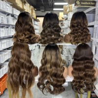 Perruque sans colle en cheveux humains brésiliens vierges bruts, densité GL 250, Lace Front HD 5x5 13x4, Ondulation profonde lâche, Perruques frontales en dentelle HD 13x6