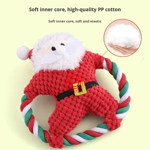 Juguete Masticable para Mascotas con Sonido, Serie Navideña, Resistente a Mordidas, Limpia los Dientes, con Cuerda de Algodón - Product Image 3