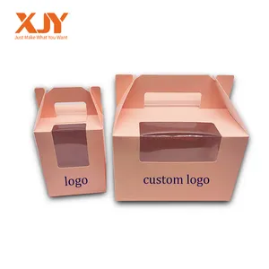 चिनीज़ निर्माता क्राफ्ट पेपर फूड पैकेजिंग केक बॉक्स के लिए हैंडल उपहार बॉक्स के साथ हैंडल उपहार बॉक्स