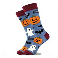 Chaussettes fantaisie à succès sur le thème d'Halloween, mi-mollet, imprimées crâne, chat noir, toile d'araignée, en coton, pour hommes, pour cosplay festif