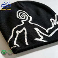 Gorro con Estampado Gráfico Orgánico Certificado por OCS, Diseño Abstracto de Líneas, Etiqueta Privada, Directo del Productor