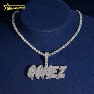 Colgante Personalizado con Nombre <span class=keywords><strong>Gomez</strong></span>, Colgante con Letra Personalizada, Plata 925, Diamante Moissanita, Número, Nombre, Inicial, Logotipo - Product Image 2