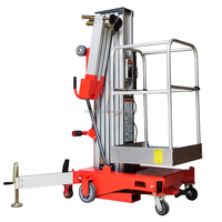 Plateforme élévatrice hydraulique portable certifiée CE à mât unique en alliage d'aluminium avec table de 0,6 m x 0,6 m et capacité de 150 kg